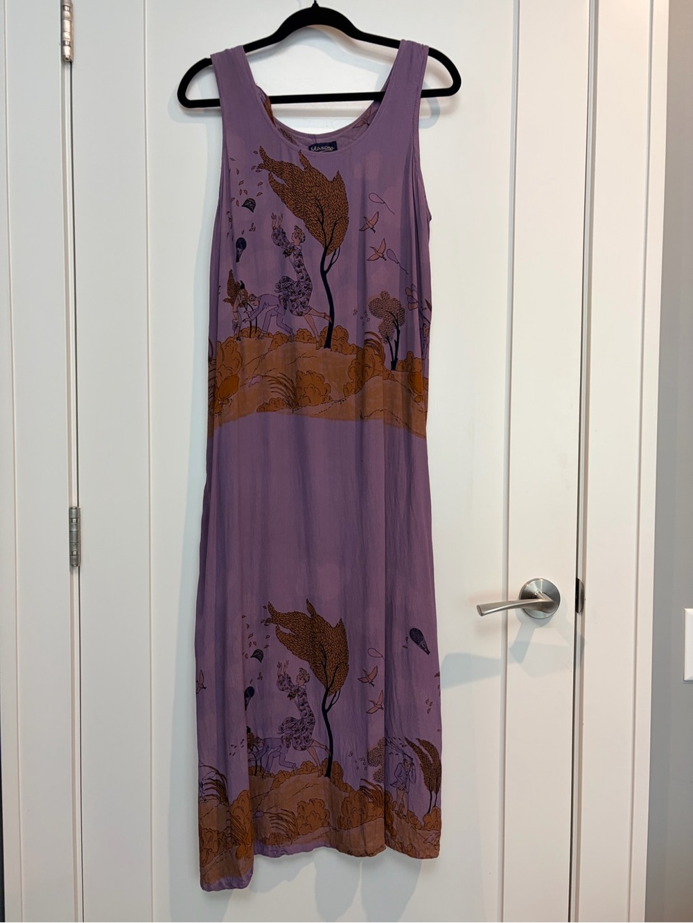 Masone 100% Rayon Lavender Artistic Print Maxi Dress Size Medium